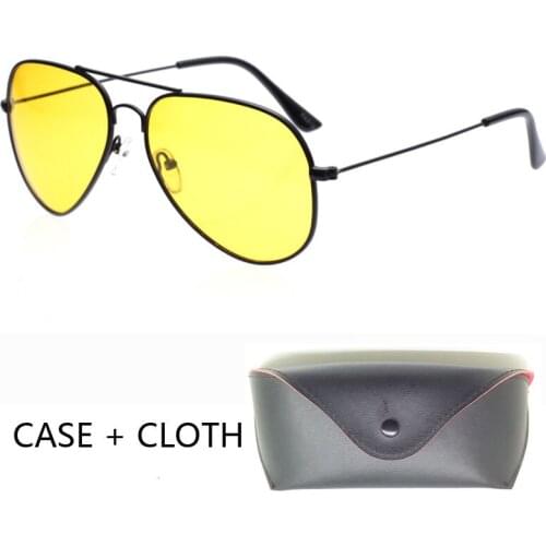 Pilot Night Vision Sunglasses Men Women Goggles Glasses UV400 Alloy Sun Glasses for women men Driver Night Driving with case