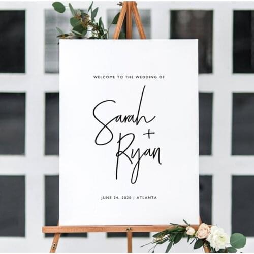 Printable Wedding Welcome Sign White Wedding Decoration Wedding Sign Template Calligraphy Welcome Signs for Guest Ceremony Sign