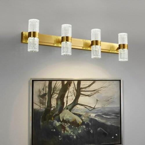 LED mirror front lamp copper dressing table lamps waterproof and anti-fog toilet lighting can rotate 350° wall light
