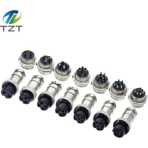 TZT 1set GX16 2/3/4/5/6/7/8/9/10 Pin Male & Female 16mm L70-78 Circular Aviation Socket Plug Wire Panel Connector for diy