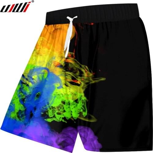 UJWI Woman/ Mens 3D Printed Artistic Colorful Paint Board Shorts Unisex Short Pants Plus Size Beach Shorts Loose Trunks 5XL
