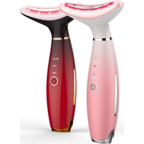 Neck Face Beauty Device 3 Colors LED Photon Therapy Heating Skin Tighten Reduce Double Chin Anti Wrinkle Remove Skin Care Tools