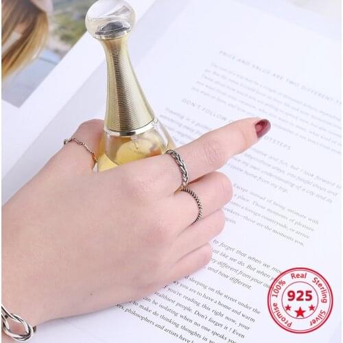 Factory Price 100% 925 Silver Fashion Concise Delicate Twist Open Ring Adjustable Designs Fine Jewelry for Female