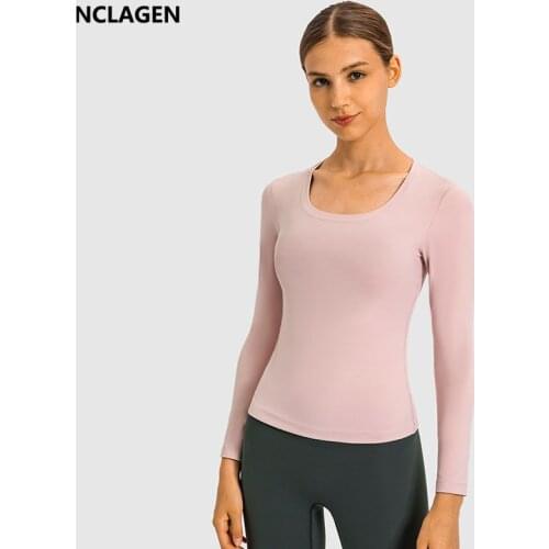 NCLAGEN Yoga Blouse Women Long Sleeve Autumn And Winter Naked-feel Fabric Leisure Sports T-shirt Female Elastic Gym Fitness Top