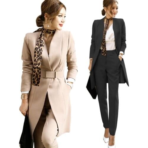 Women Business Suits 2019 Fashion Womens Elegant OL Tops+Long Pants Office 2 Piece Sets Ladies Formal Work Wear high quality