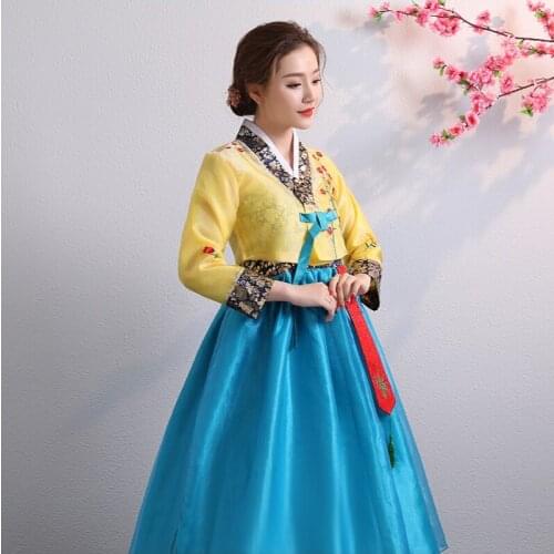 New Embroidery Korean Traditional Ladies Costume Hanbok Palace Korean Performance Stage Dance Costume Korean Palace Dress Suit