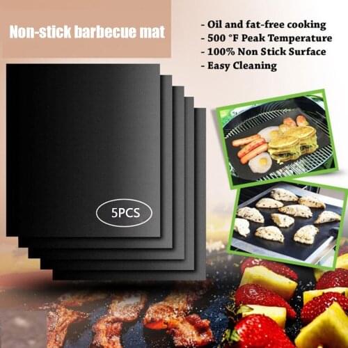 1/3/5Pcs Non-stick BBQ Grill Mat 40*33CM Baking Mats Cooking Grilling Sheet Heat Resistance Easily Cleaned Kitchen Accessories