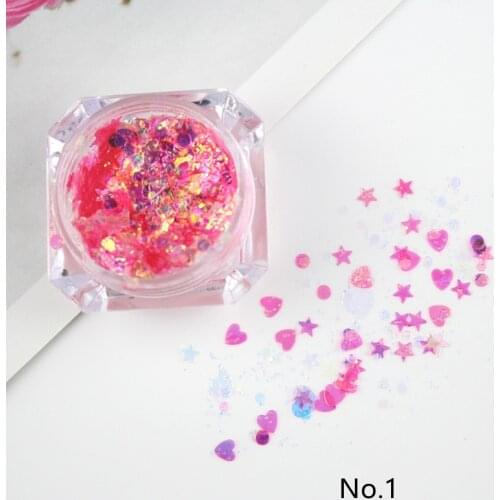 1Pcs Glitter Glam Eye Sparkly Glitter Hair Shimmer Gel Flash Heart Loose Sequins Glitter Eyeshadow Party Face Body Decoration