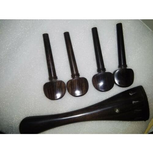 1 PC cello Tail piece and 4 pcs Cello pegs 4/4 Ebony wood original color Cello parts