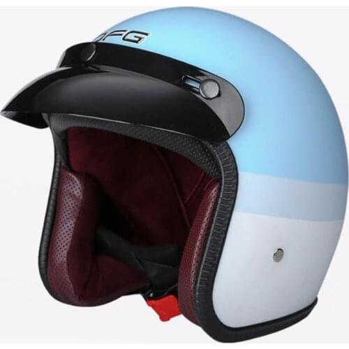 2020 New Open Face 3/4 Motorcycle Helmet PU Leather Retro Motorbike Helm Moto Bike Motocross Helmets With For Men Women