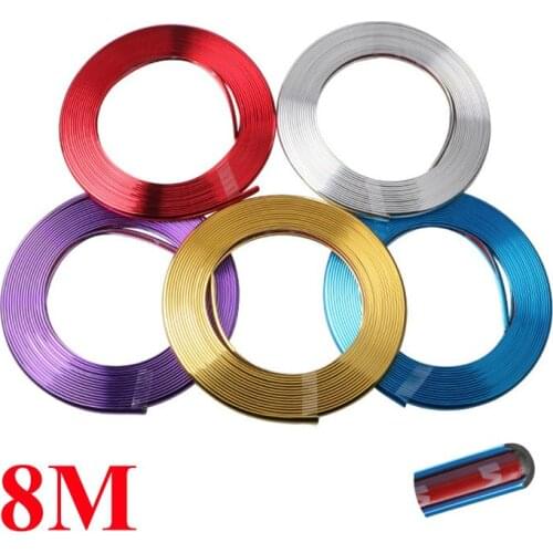 8M Universal Flexible Car Interior Moulding Trim Strip Door Edge Moulding Trim Decorative Tire Guard Line Wheel Rims Protector