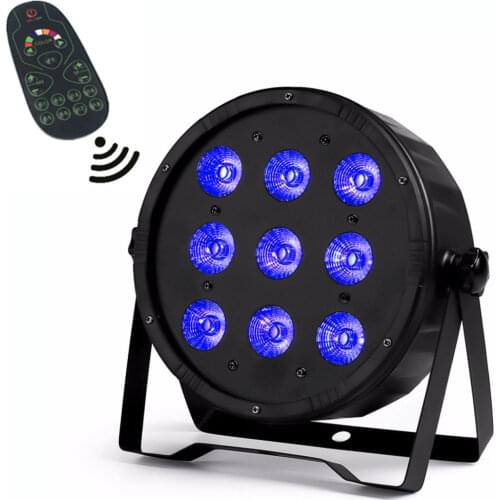Wireless Remote Control LED dj light Led Flat Par 9x18W RGBWA UV 6IN1 DMX controlled Home Disco Lights