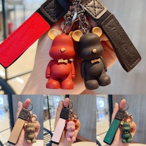 Handmade DIY Craft Rhinestone Cartoon Gloomy Bear Keychain Cute Bag Charm Holder Cartoon Resin Key Chain