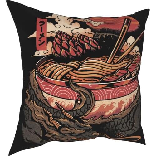 Dragons Ramen Pillowcase Printing Polyester Cushion Cover Decorative Japanese Greatwave Throw Pillow Case Cover Sofa 45X45cm