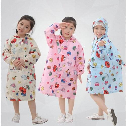 Childrens raincoat with schoolbag zipper one piece poncho