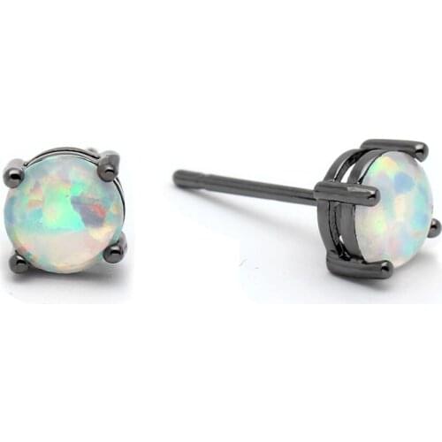 Black gun plated Round stud earring for lady fashion jewelry engagement opal earrings gift silver plated earring Distribution