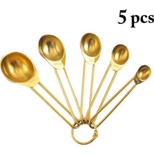 5pcs/Set Small Measuring Spoon Stainless Steel Coffee Measuring Spoons Tea Seasoning Multiple Size Measuring Spoon Kitchen Tools