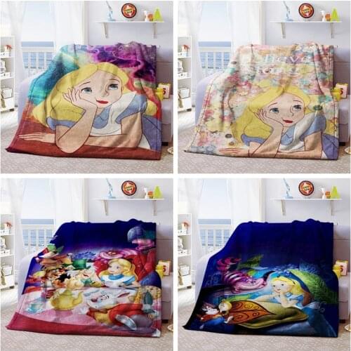 Disney Alice in Wonderland Anime Figures Cartoon Product Cosplay Accessories Customized Blanket Warm Home Bed Unisex Gifts