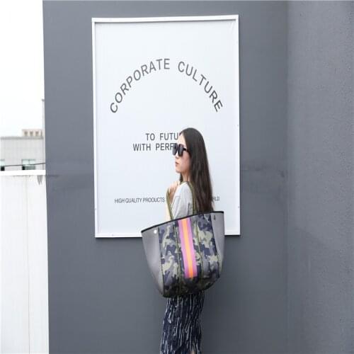 FAST SHIPPING Neoprene Beach Tote Bags Women Casual Tote Bag Fashion Waterproof Large Handbag Female Large Capacity Shoulder Bag