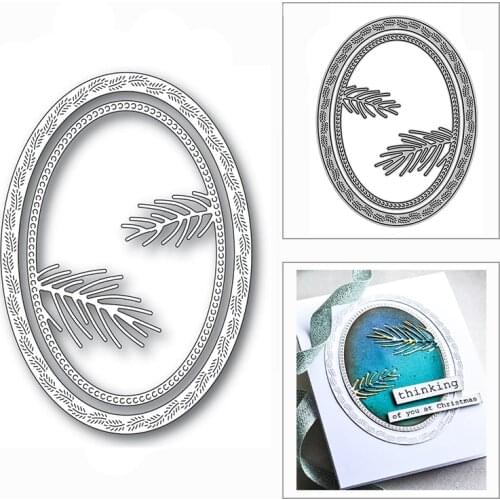New Nesting Oval Pine Needles Frame 2020 Metal Cutting Dies for DIY Scrapbooking and Card Making Decor Embossing Craft No Stamps