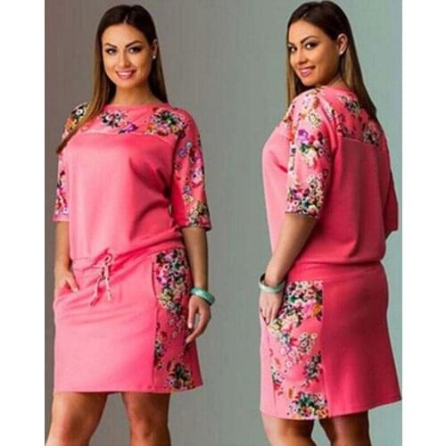 New Summer Dress Women Vestidos Casual Straight Floral Print Dress Fashion Ladies Party Dresses