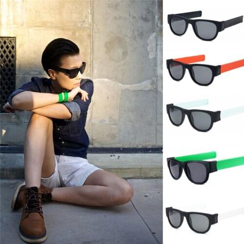 New Wristband Outdoor Driving Sunglass Running Slappable Bracelet Men Sunglasses Slap Folding Sun Glasses For Women Mens Eyewear