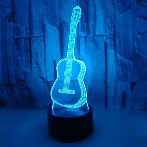 Optical Illusion 3D LED guitar Night Light 7 Color Changing Night Light Room Decor Light Table Desk Lamp