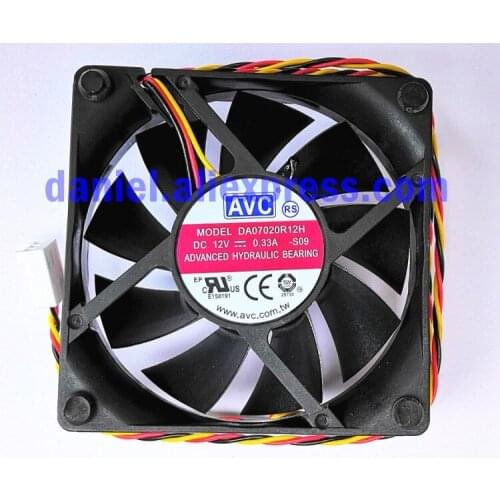Original AVC da07020r12h 7020 12V 0.33a 3-wire thermal temperature control mute chassis fan