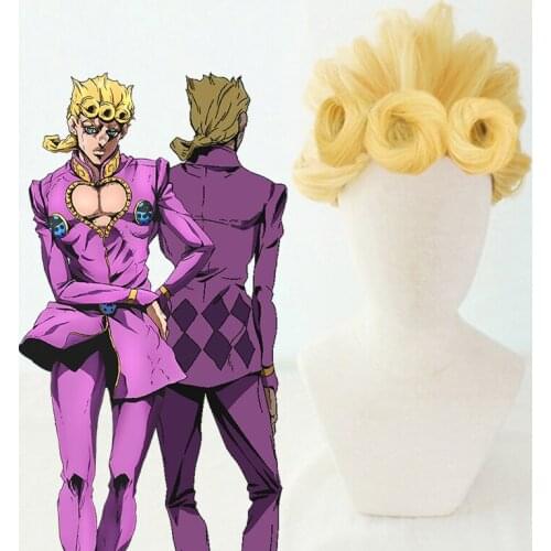 Anime JoJo`s Bizarre Adventure: Golden Wind Cosplay Wigs Giorno Giovanna Cosplay Synthetic Wig Hair Halloween Party JoJo no Kimy