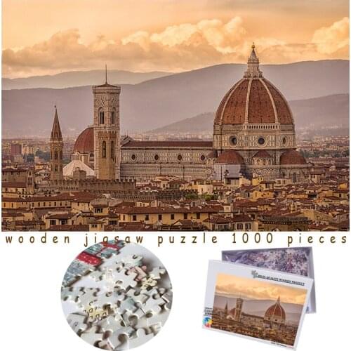 MOMEMO Florence 1000 Pieces Wooden Puzzles Adults 1000 Pieces Jigsaw Puzzles 1000 Pieces Beautiful City Landscape Puzzles Toys