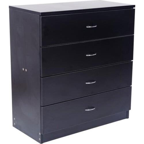 MDF Wood Simple Four Drawer Dresser Black Suitable for family use such as family room bedroom and living room