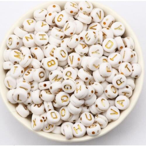7mm Mixed White Gold Letter Acrylic Beads Round Alphabet Spacer Beads For Jewelry Making DIY Crafts Scrapbooking Decoration