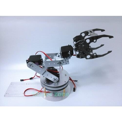 6 dof Robot Arm/hand with rotation base,metal claw/gripper,Large metal base, 6pcs High torque servo, for robot arm DIY,demo