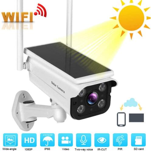 Solar security camera 1080P HD WIFI Camera 3W Solar Panel IP66 Night Vision Cam 2 Way Voice Human Motion Detection solar camera