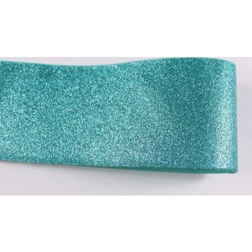 T.R RIBBON 3 inch 75mm solid glitter grosgrain ribbon, DIY handmade materials #323 tropic 10yards