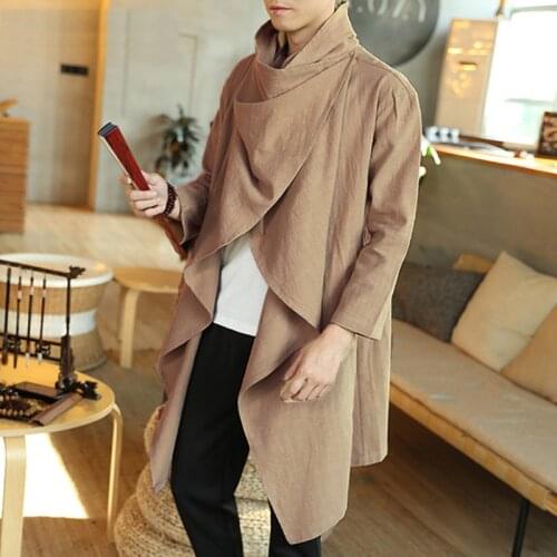 Outerwear Solid Color Long Sleeve Fashion Stylish Mens Hooded Cape Cloak Poncho Coat Hoodie Pullover Hipster Punk Trench