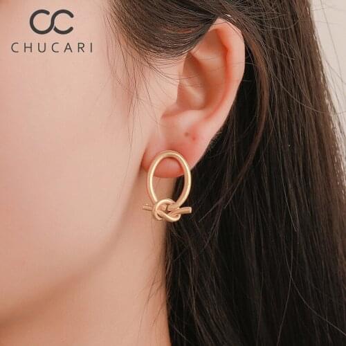 CHUCARI Trendy Round Cute Funny Earrings for Women Gold Color Metal Stud Earrings 2019 Fashion Silvery Hanging Summer Jewelry