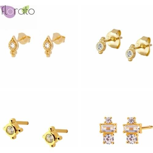 Minimalist Crystal Stud Earrings 925 Sterling Silver Ear Needle Exquisite CZ Popular Fashion Jewelry for Women Birthday Gifts