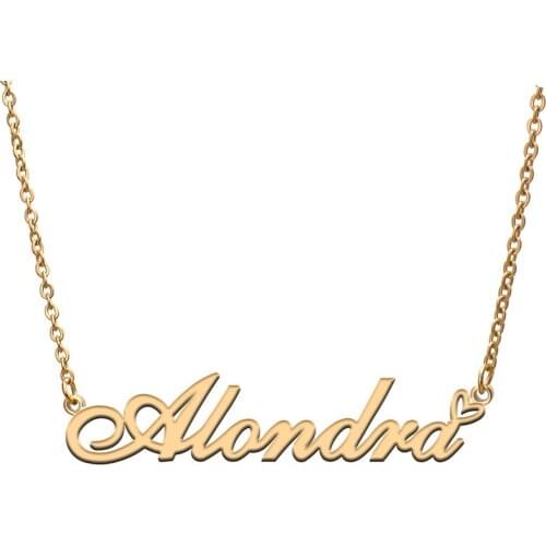 Love Heart Alondra Name Necklace for Women Stainless Steel Gold & Silver Nameplate Pendant Femme Mother Child Girls Gift
