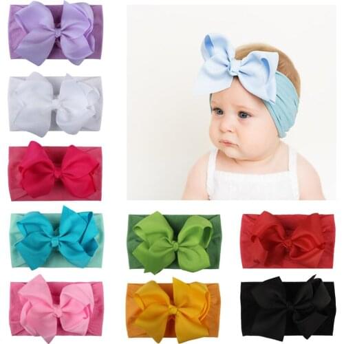 1pc 2019 New Girls Kid Baby Bow Hairband Headband Ribbon Bowknot Stretch Turban Floral Head Wrap Cute Hair Accessories