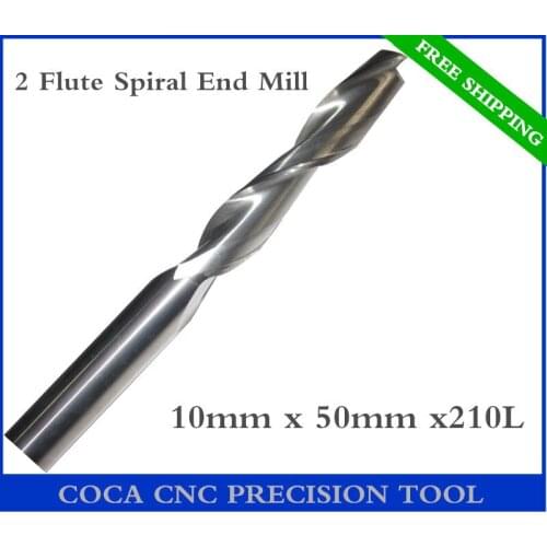 10mm*50mm,Freeshipping CNC Solid carbide woodworking insert router bit,Tungsten end mill,2 flute Spiral end milling,MDF,acrylic