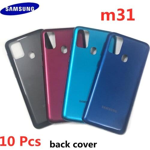 10 Pcs For Samsung Galaxy M31 M315 Battery Back Cover Rear Door Phone Housing Case + Side Buttons Panel Chassis Lid Replacement