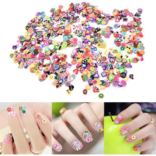 1000pcs Nail Art 3d Fruit Mix Designs Tiny Slices Polymer Clay DIY Beauty Nail Stickers Decorations Cute Sweet Nail Decor Art