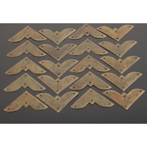 20pcs Iron Corners Protectors Crafts DIY Ornament Furniture Box Corner Piece Decorative 44mm