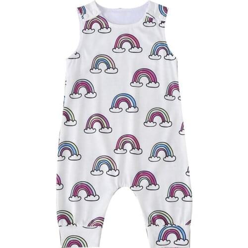 2021 Newborn Baby Girls Flowers Rainbow Sleeveless Romper Babygorws Baby Clothing One Piece Summer Playsuit O-Neck Jumpsuits D30