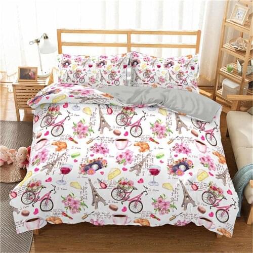 2021 Paris Tower Bedding Set Duvet Cover Bed Linens King Single Queen Bed Set Bedclothes Comforter Cover With 1/2 Pillowcase