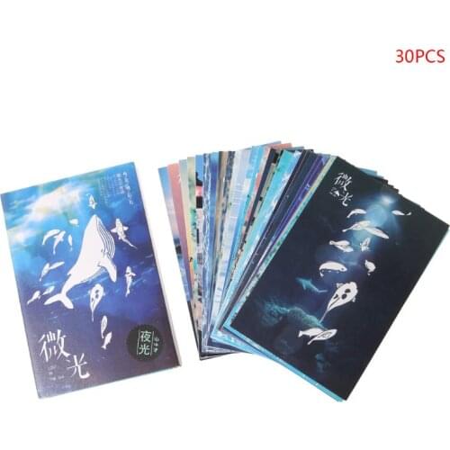 30pcs Vintage Luminous Postcard Glow In The Dark Ocean Greeting Post Card Novelty Xmas Greeting Cards Gift