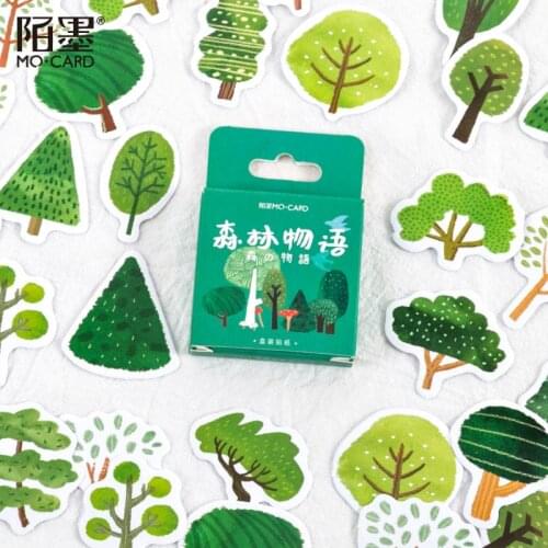 46 pcs /Box Green Style Natural Tree Leaf Paper Decoration Sticker DIY Album Sticker