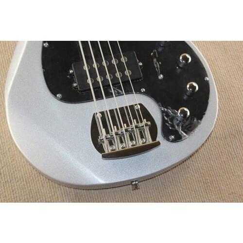 Custom 5 string sliver bass guitar,ray5 bass,basswood body,maple neck rosewood fretboard,active battery