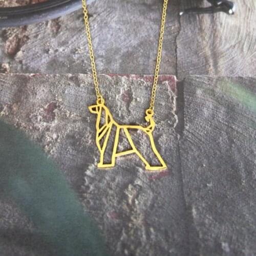 Afghan Hound, Dog Necklace, Origami Breeds Memorial Jewelry, Pet Lover gifts